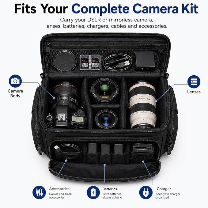 eCostConnection Extra Large Camera Bag Fully Padded Gadget Case - Image 2