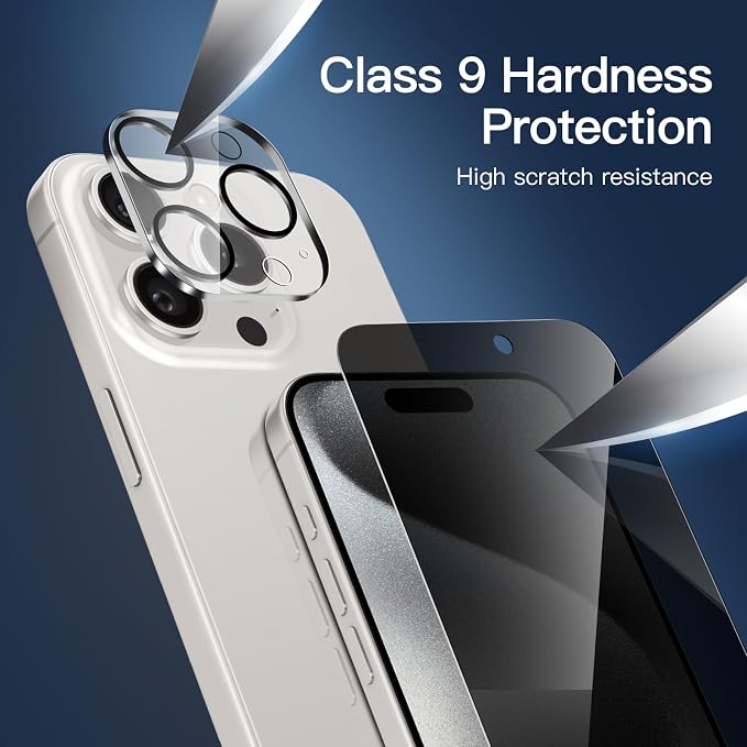 NEW'C 3x Privacy for iPhone 15 Pro Max Screen Protector+ 3x Camera Lens - Image 6