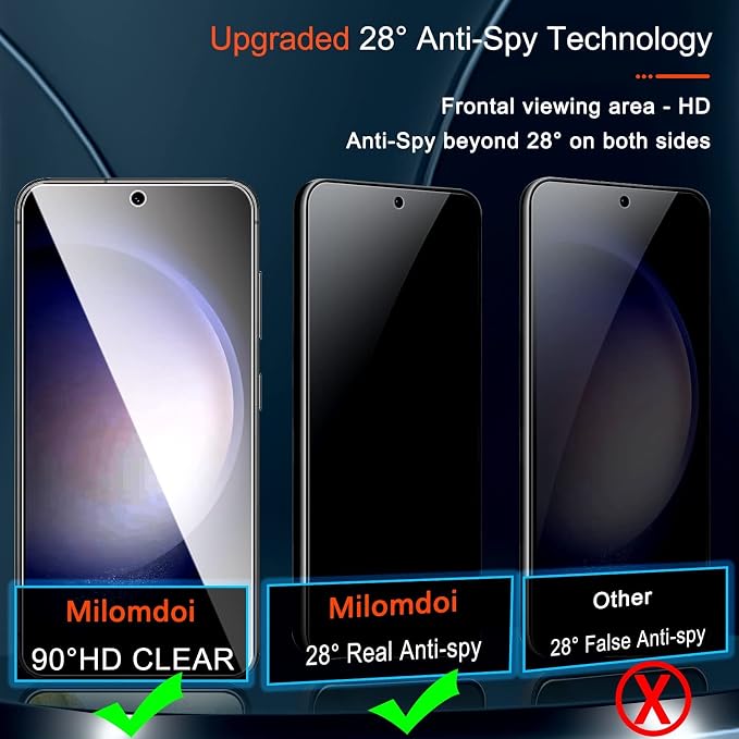 Milomdoi for Samsung Galaxy S23 Plus S23+ Privacy Screen Protector Tempered - Image 4