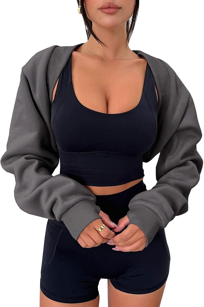 Zwurew Women's Bolero Shrug Long Sleeve Cropped Sweatshirt by Zwurew