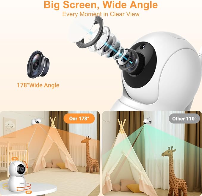 VTimes Baby Monitor with Camera and Audio, Baby Monitor No WiFi Night Vision - Image 8