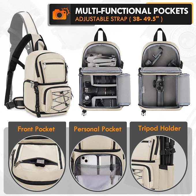 RAINSMORE Camera Bag, DSLR & Mirrorless Camera Sling Bag - Image 3