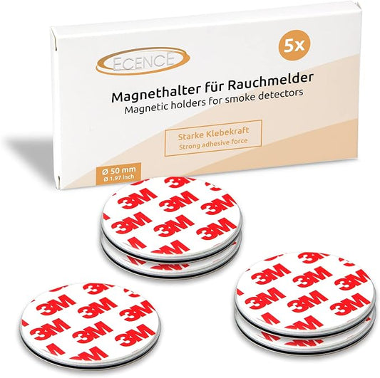 ECENCE Magnetic Smoke Detector Installation Tool 5pcs Magnetic Adhesive Pads by ECENCETradingGmbH