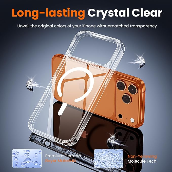 toushion 3 in 1 for iPhone 17 Pro Max Case Clear, Fits MagSafe, Not Yellowing - Image 6