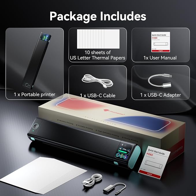 Phomemo Portable Printer with Touchscreen, Upgraded M08D Bluetooth Wireless - Image 7