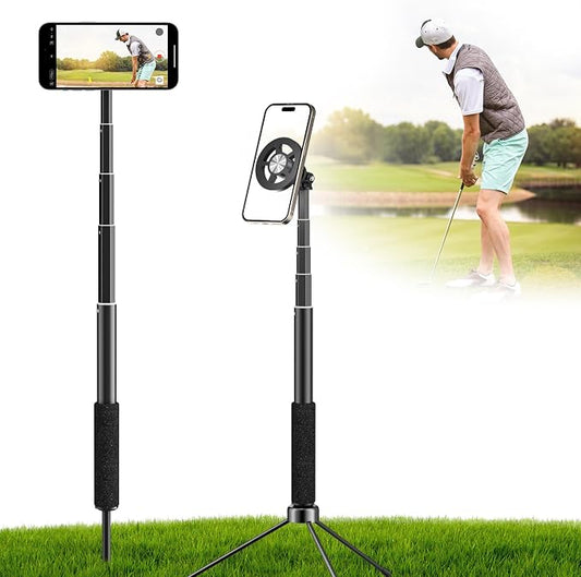 Ground Golf Selfie Stick to Record Swing, Magnetic Phone Spike Stake Mount by Voinap