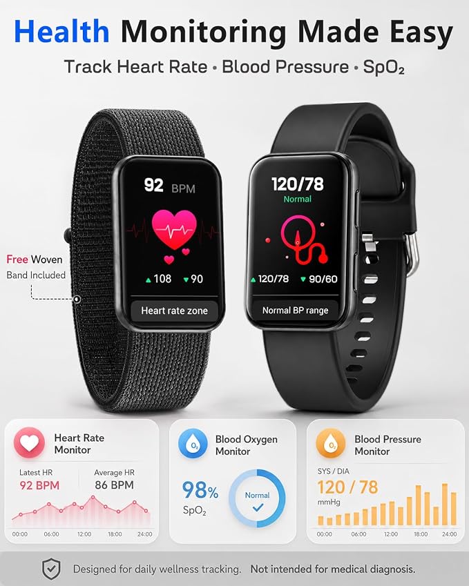 MorePro Health Fitness Tracker for Women Men, 24/7 Heart Rate Blood Pressure & - Image 2