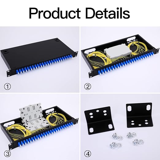 24 Duplex 48 Port LC-OS1 Rack Mount Enclosure Box Fiber SingleMode LC-UPC Kit - Image 3