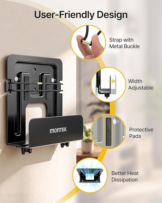 monTEK Adjustable Cable Box Mount up to 11 LBS, Modern Mount, Small Devices - Image 7