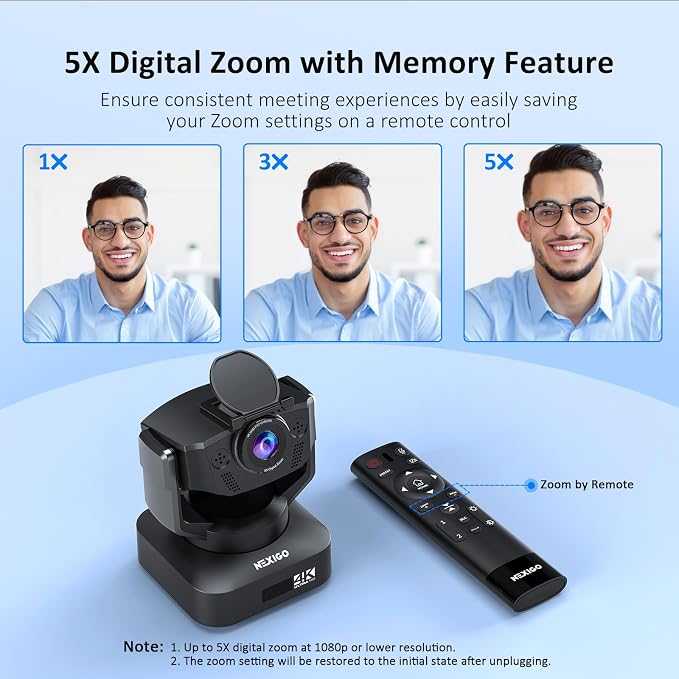 NexiGo Zoom Certified, N990 4K PTZ Webcam, Video Conference Camera System - Image 5