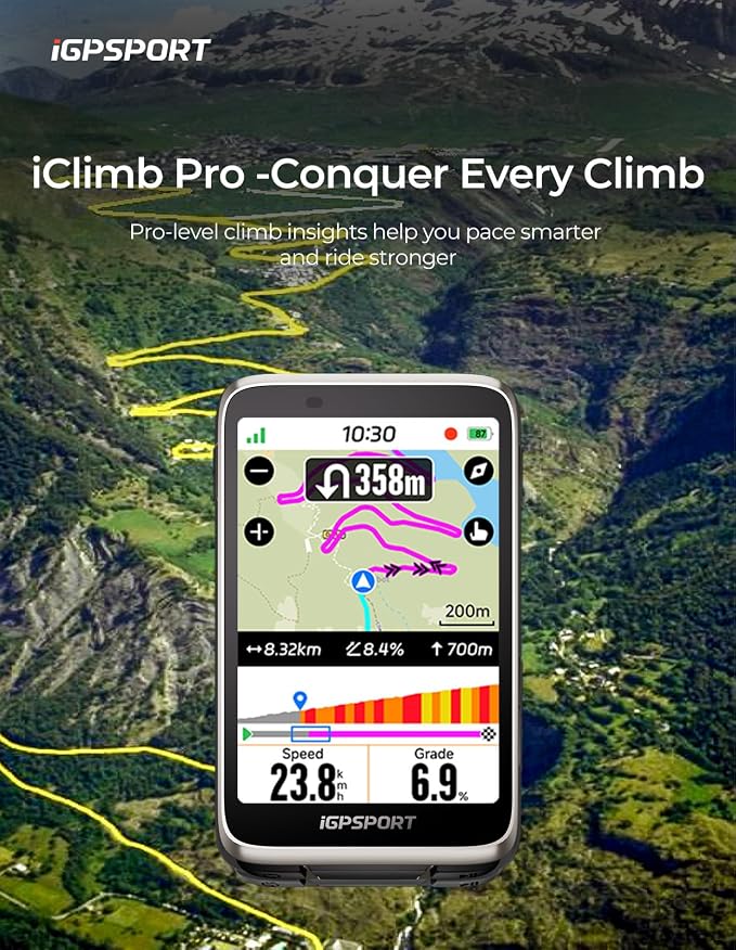 iGPSPORT BiNavi Bike Computer, 3.5‘’ Touch Screen Map Navigation Music Control - Image 4