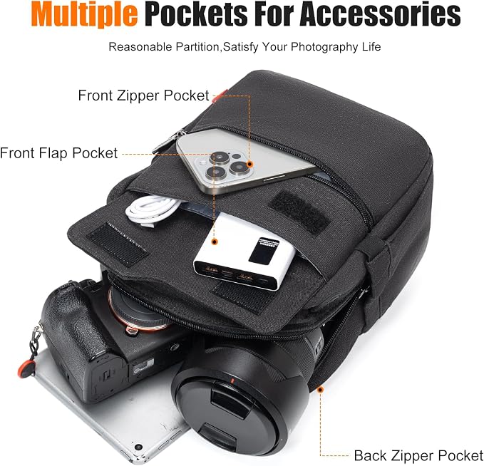 Cwatcun Camera Sling Bag Compact Small Camera Case, Waterproof Canvas Crossbody - Image 5