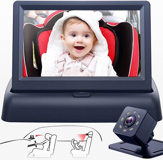 Baby Car Mirror with 4.3'' HD Night Vision Function Display, Safety Car Seat by Shynerk+Baby