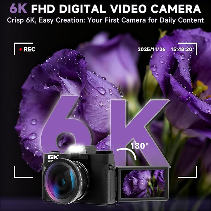 6K Digital Camera for Photography Autofocus, 2026 Upgraded 64MP WiFi Vlogging - Image 2