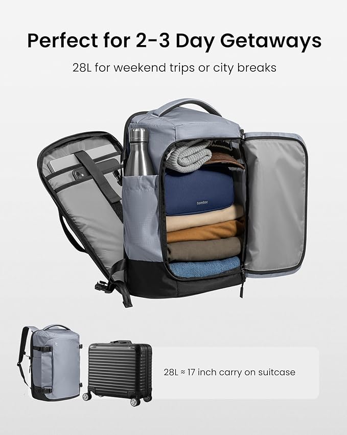 tomtoc Travel Backpack 28L, TSA Friendly Flight Approved Carry-on Luggage - Image 3