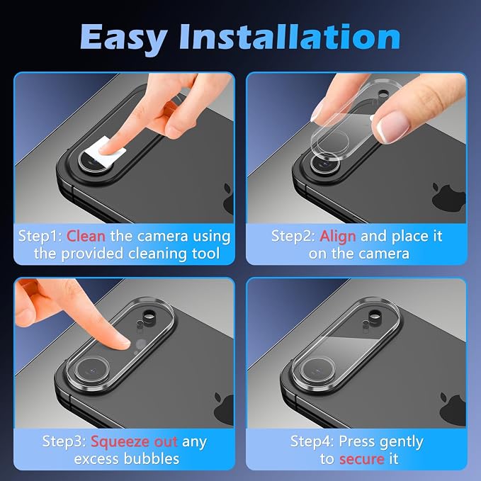 imluckies 3 Pack for iPhone 17 Air 6.5" Camera Lens Protector, HD Clear - Image 7