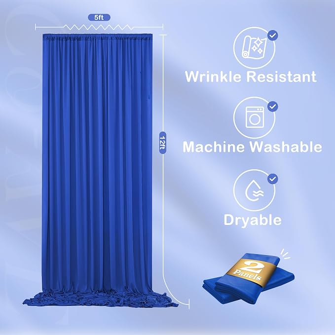 12ft x 10ft Royal Blue Backdrop Curtains - Image 6