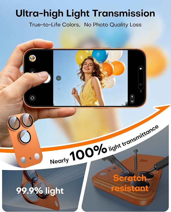 TAURI 2 Pack for iPhone 17 Pro Camera Lens Protector, Full Coverage - Image 7