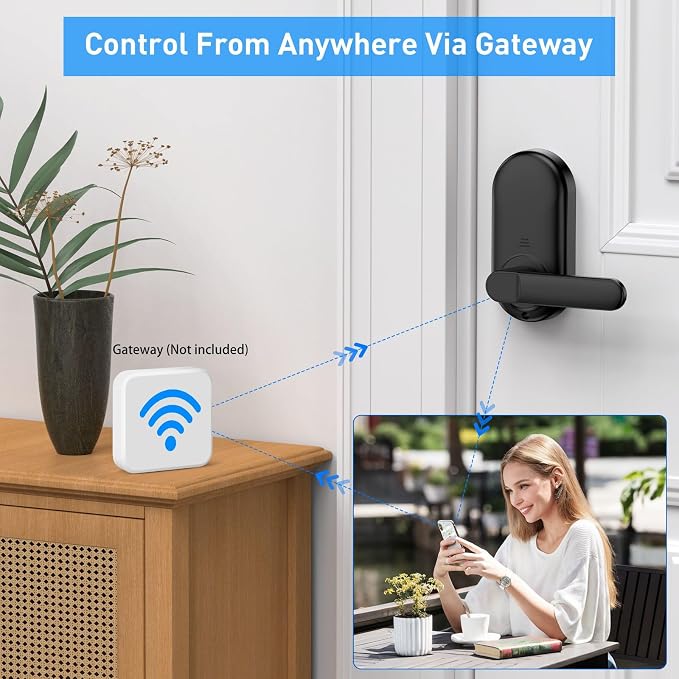 Smart keypad Door Lock with Handle，Fingerprint Keyless Entry Digital Lock with - Image 7