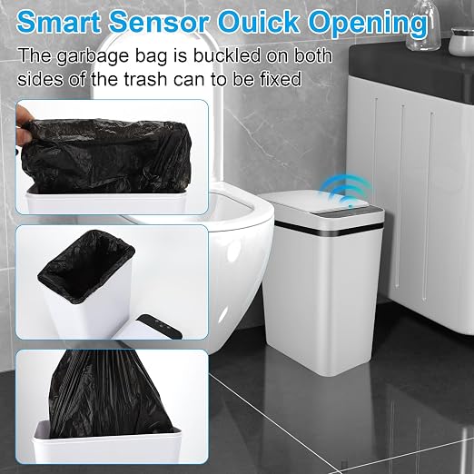 2 Pack Bathroom Trash can, Smart Touchless Trash Can, Automatic Motion Sensor - Image 6