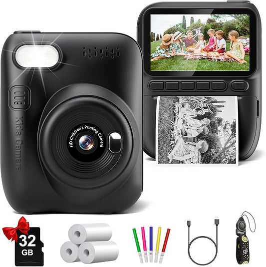 Instant Print Camera for Kids, 3.0" HD 1080P Digital Video Cameras by Gofunly