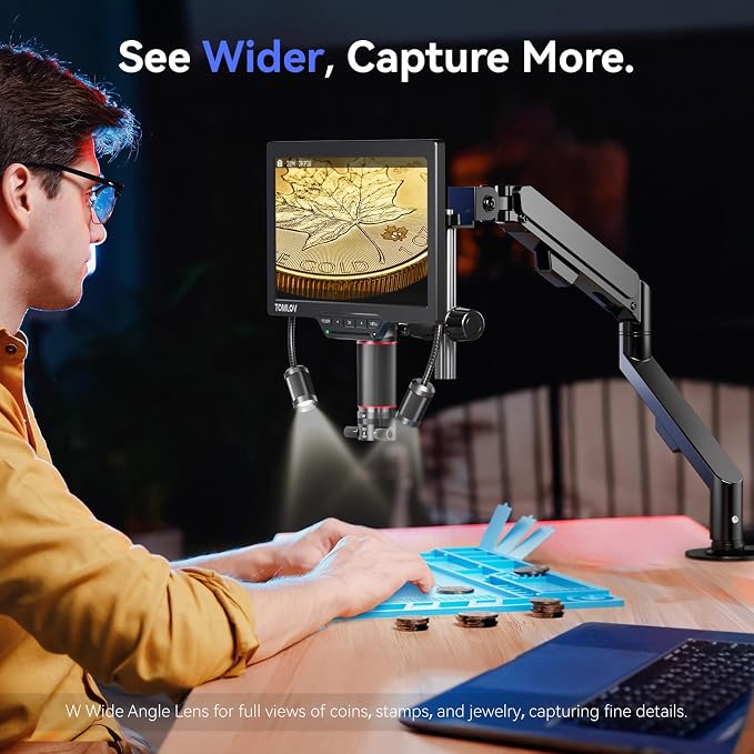 TOMLOV 3D Digital Microscope for Soldering: Magnetic Dual Lens Micro Scope - Image 5
