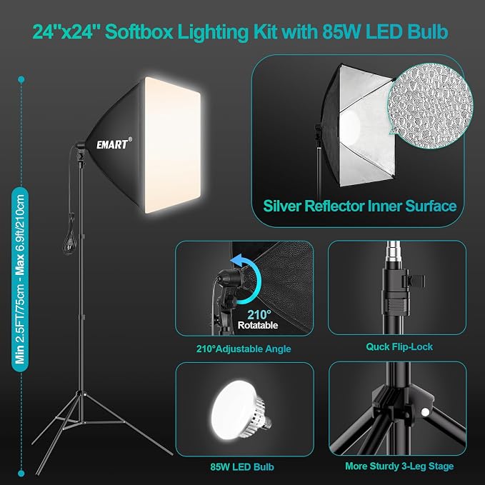 EMART Photography Lighting Kit, 10 x 10 FT Backdrop Stand Heavy Duty - Image 3