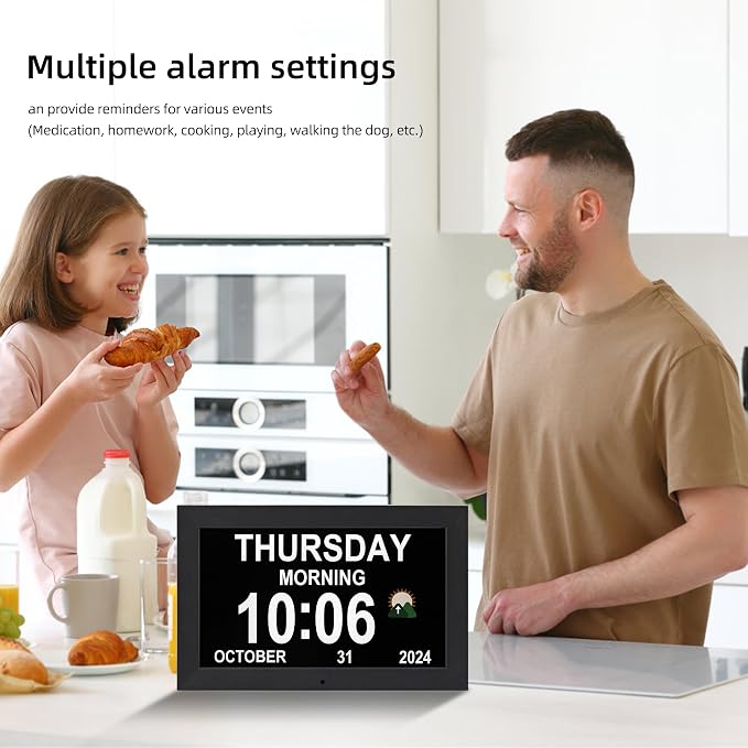 Large digital clock with time, Dementia clock with day and date - Image 5