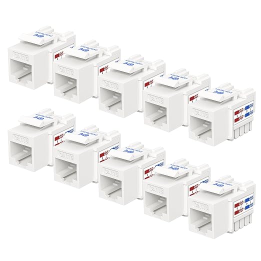 Cable Matters 10-Pack 10Gbps Cat6 Keystone Jacks, RJ45 Keystone Jack, Ethernet by CableMatters