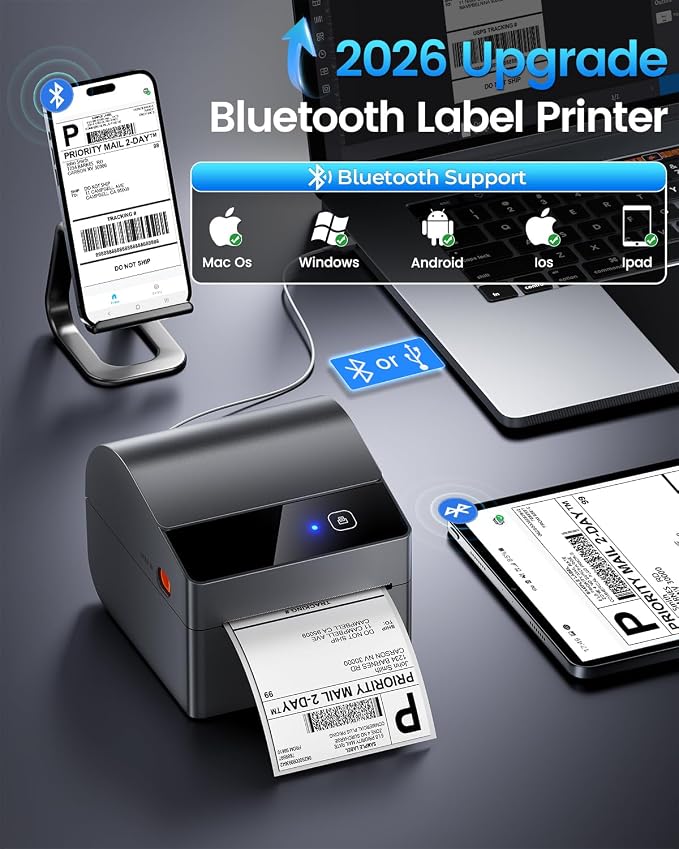 ASprink Bluetooth Shipping Label Printer 4x6, 2026 Upgraded Thermal Label - Image 2