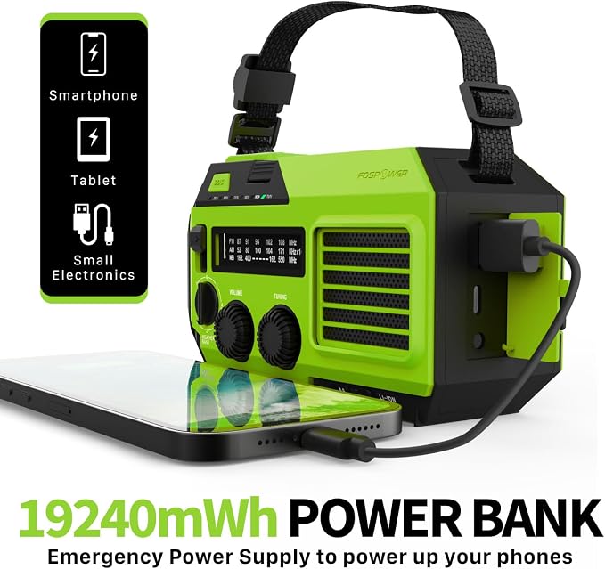 FosPower NOAA Emergency Weather Radio A6 19240mWh Portable Power Bank, - Image 3