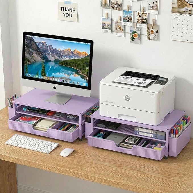 ECOLOVI Desk Organizer and Accessories, 2-Tier Computer Monitor Stand Rise - Image 7