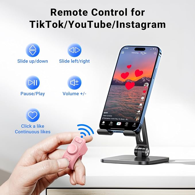 Remote Scrolling Ring for Tiktok, Page Turner for Kindle App, Tablet-Light Pink - Image 2