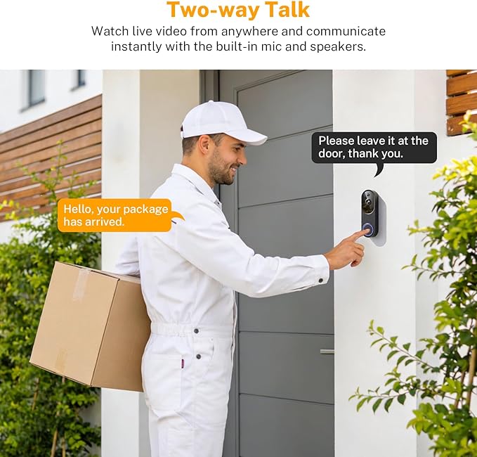 Video Doorbell Camera, Wireless Security Camera, Battery Powered, AI Motion - Image 3