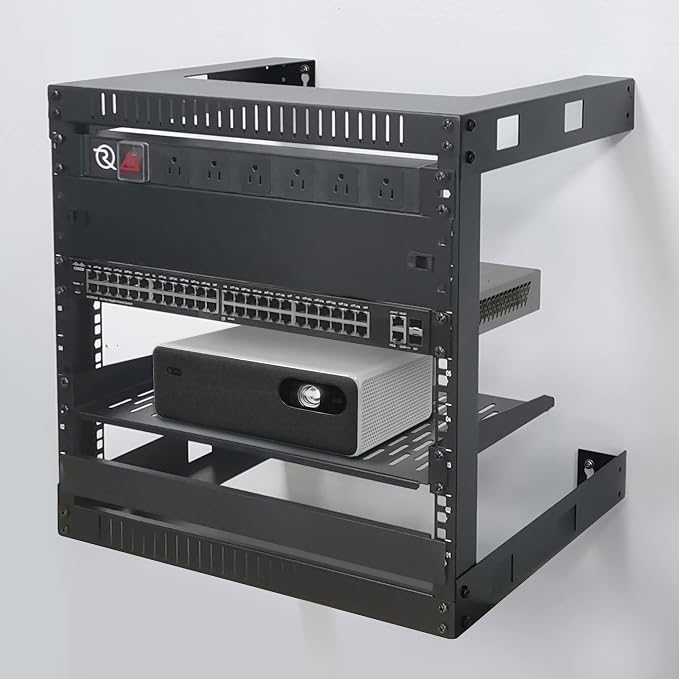 RIVECO 6U 19" Wall Mount Network Rack – 17.7" Deep 2 Post Shelf Open Frame - Image 5