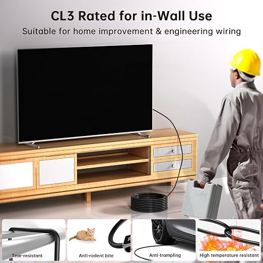 UL Certified CL3 Rated Fiber Optic HDMl Cable 50FT, 48Gbps Ultra Small - Image 2