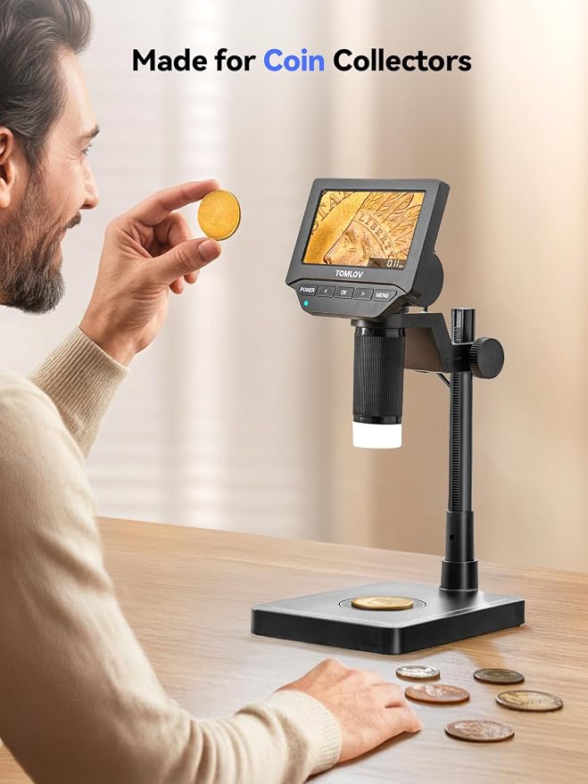 TOMLOV DM4W Microscope with Weighing Scale: 4.3" Digital Coin Microscope with - Image 4