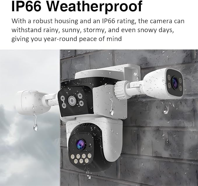 EVERSECU Triple Lens WiFi PTZ Security Camera, Three Cameras in One, Side - Image 7
