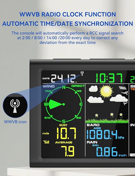 Wireless Weather Station with Outdoor Wireless Sensor, Radio Controlled Clock - Image 6