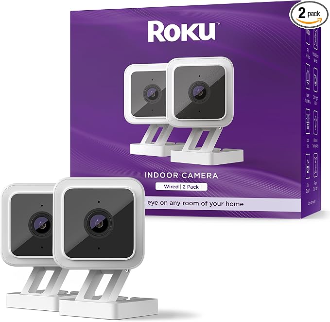 Roku Indoor Camera for Home Security, Compatible by Amazon+Renewed