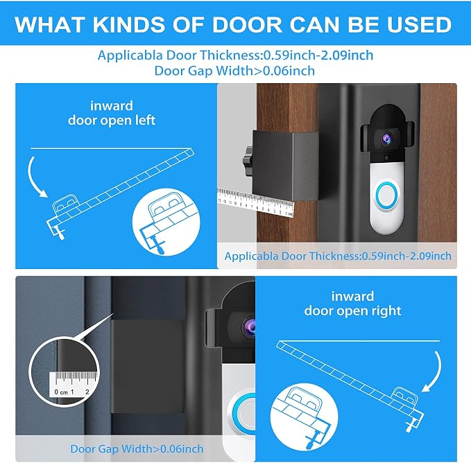 Anti-Theft Video Doorbell Door Mount, Doorbell No-Drill Mount Fit - Image 5