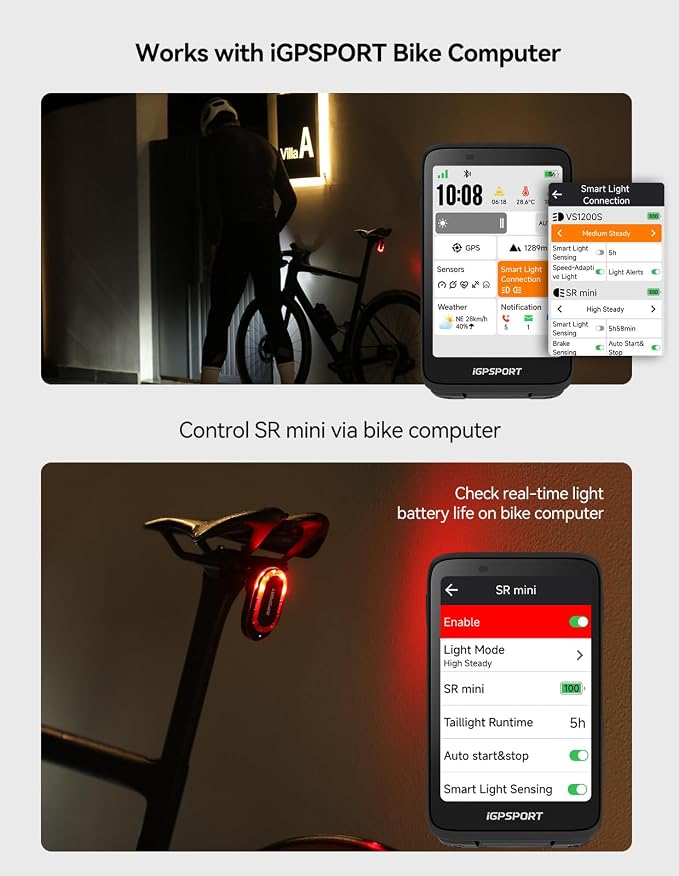 iGPSPORT SR mini Radar Bike Light, 160M Monitoring Distance 20H Battery Life - Image 6