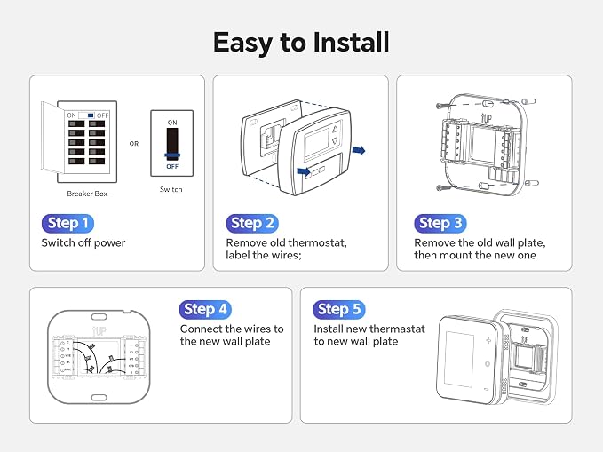 Vine Thermostat for Home with Touchscreen Color Display, WiFi Smart Thermostat - Image 3