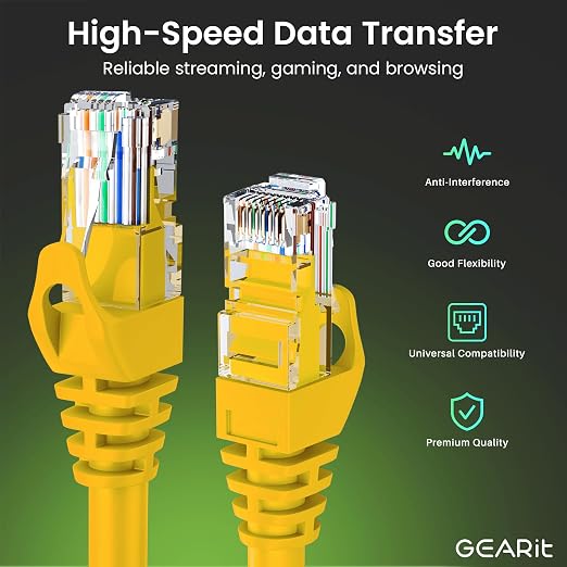 GEARit Cat 6 Ethernet Patch Cable 7 ft Yellow - Image 3