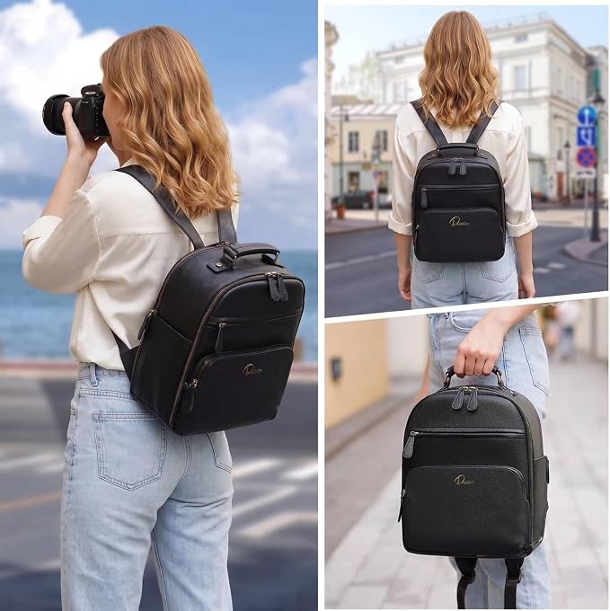 Small Camera Backpack Classic PU Leather - Image 8