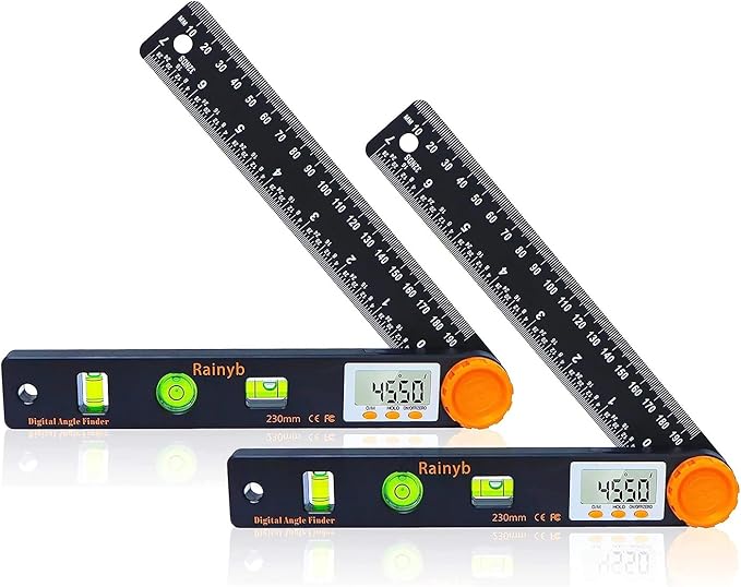 Rainyb Digital Angle Finder Tool 7inch 0-360 degree LCD Digital Protractor by Rainyb