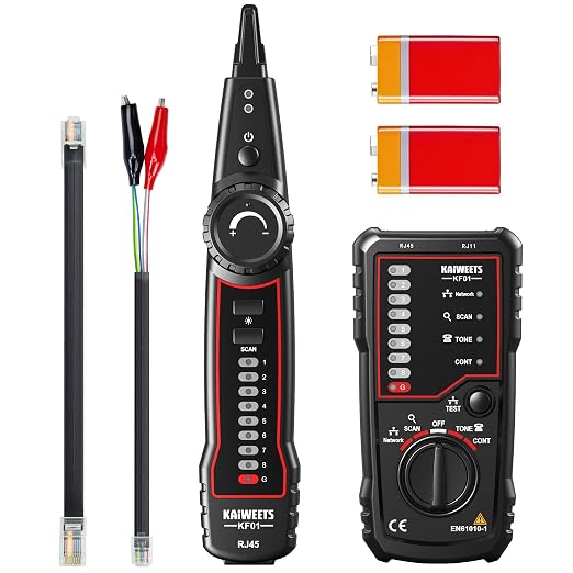 KAIWEETS Network Cable Tester, RJ45 RJ11 Wire Tracer Line Finder, Tone by KAIWEETS