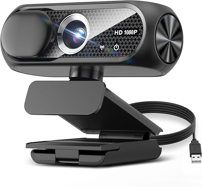 1080P HD Webcam with Microphone, Noise Cancellation, Privacy Cover, Wide-Angle by Shcngqio