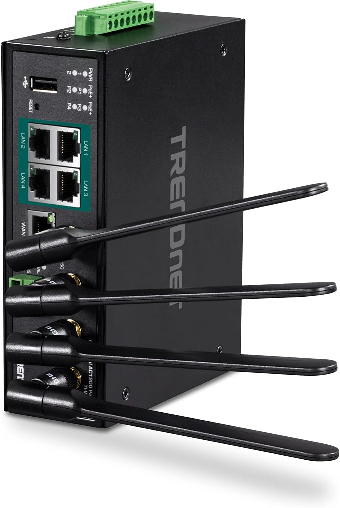 TRENDnet Industrial AC1200 Wireless Gigabit PoE+ Router, IP30 Housing, by TRENDnet