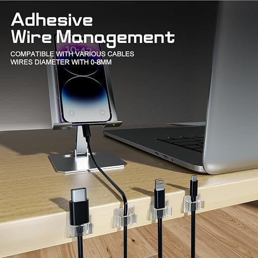 KGROTE 100PCS Cable Clips, Adhesive Wire Clips Strong Cord Clips Wire Holders - Image 3